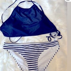 Aerie Navy and White Striped Bikini